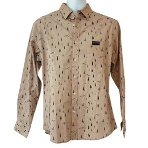 JACK + SAGE Men’s Evergreen Camp Shirt LS Rocky Mountain Beige Tan Size M NWT